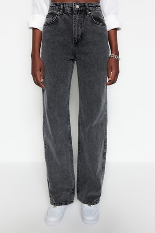 Jean wide legs taille haute - Gris