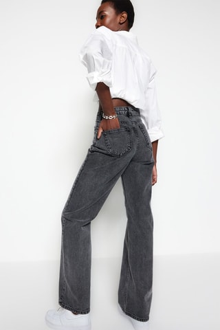Jean wide legs taille haute - Gris