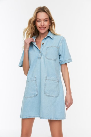 Robe droite en jean - Bleu