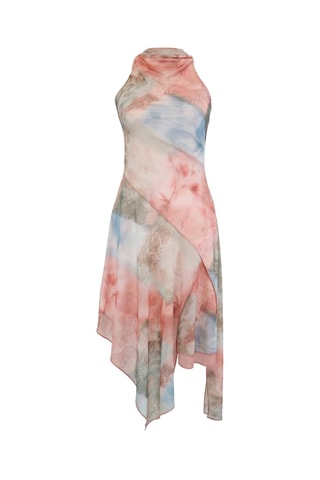 Robe drapée tie and dye - Multicolore