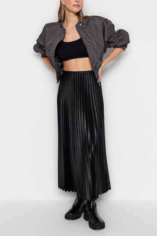Jupe plissée taille haute - Noir