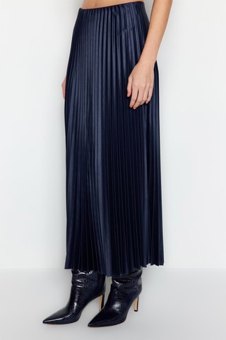 Jupe plissée taille haute - Bleu