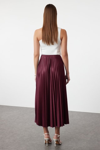 Jupe plissée taille haute - Rouge