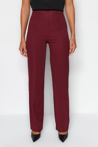 Pantalon droit taille haute - Rouge