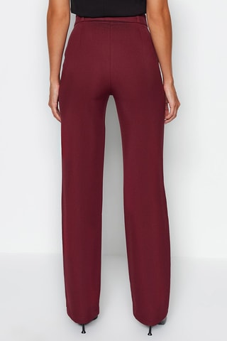 Pantalon droit taille haute - Rouge