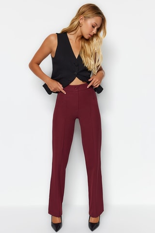 Pantalon droit taille haute - Rouge