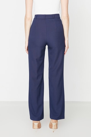 Pantalon droit taille haute - Bleu