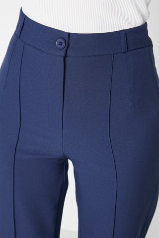 Pantalon droit taille haute - Bleu