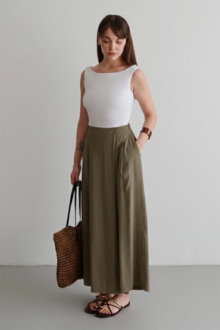 Pantalon trompe-l'œil - Kaki