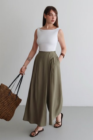 Pantalon trompe-l'œil - Kaki