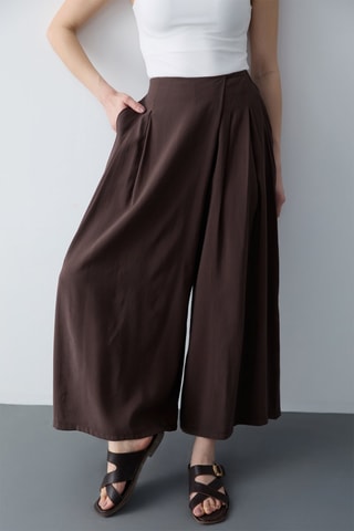 Pantalon trompe-l'œil - Marron