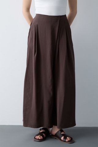 Pantalon trompe-l'œil - Marron