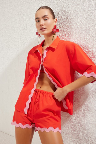 Chemisier et short de plage - Rose et rouge