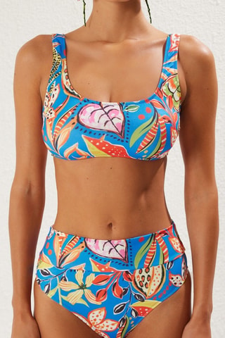 Maillot 2 pièces taille haute - Rouge et bleu