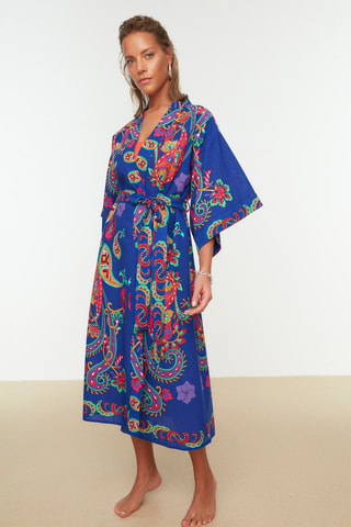 Kimono Bleu roi - Bleu, jaune et rose