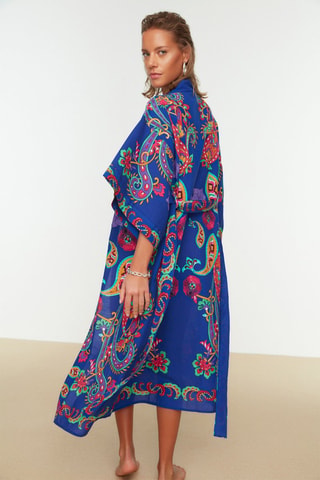 Kimono Bleu roi - Bleu, jaune et rose
