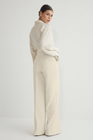 Pantalon wide legs taille haute - Beige