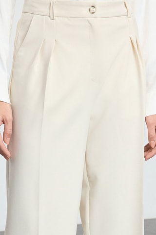 Pantalon wide legs taille haute - Beige
