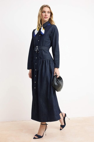 Robe chemise en jean - Bleu
