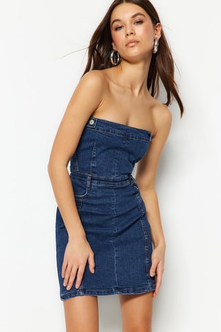 Robe bustier en jean - Bleu
