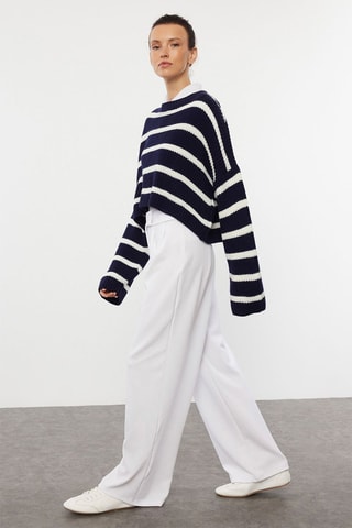 Pantalon wide legs taille haute - Blanc