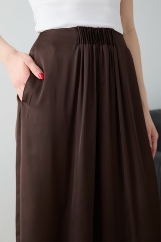 Pantalon wide legs - Marron