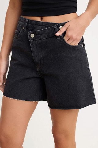 Short en jean taille haute - Gris
