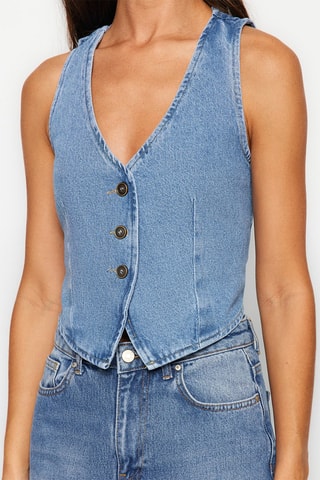 Gilet de costume en jean - Bleu