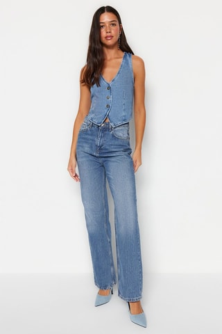 Gilet de costume en jean - Bleu