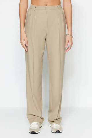 Pantalon wide legs taille haute - Taupe