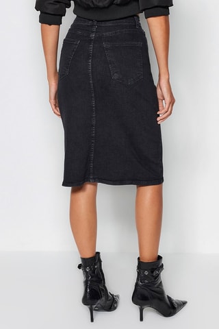 Jupe fourreau en jean taille haute - Noir