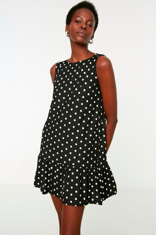 Robe taille basse - Blanc et noir