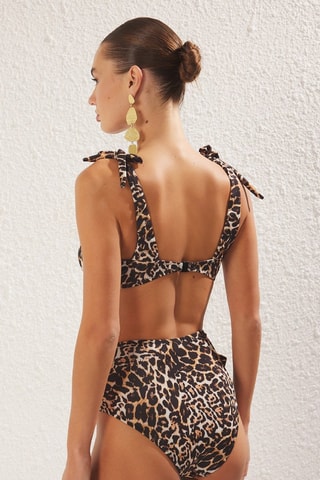 Bas de maillot taille haute - Marron