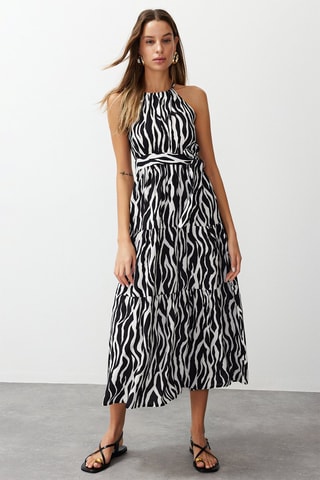 Robe midi - Blanc et noir