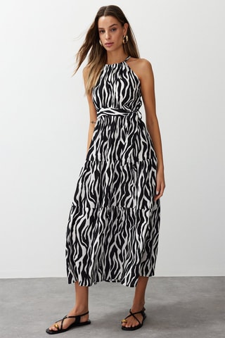 Robe midi - Blanc et noir
