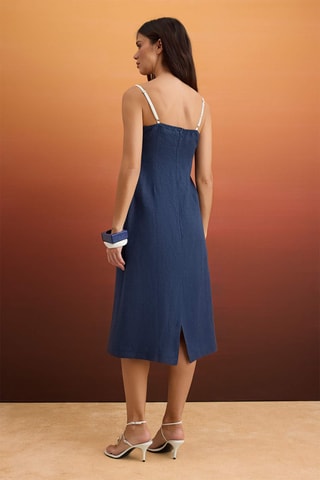 Robe droite en lin - Bleu marine