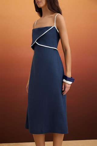 Robe droite en lin - Bleu marine