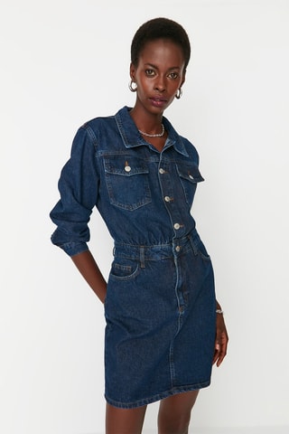 Robe droite en jean Bleu marine - Bleu