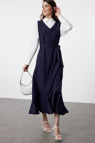 Robe longue - Bleu et blanc