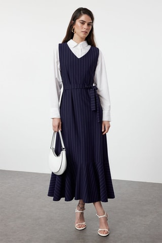 Robe longue - Bleu et blanc