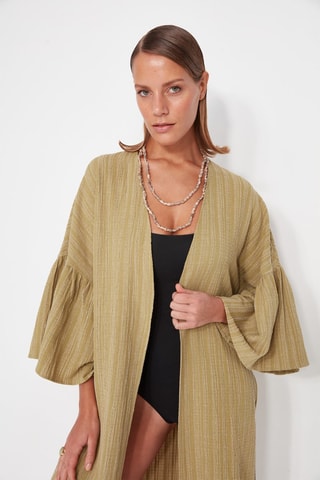 Kimono de plage - Beige et vert