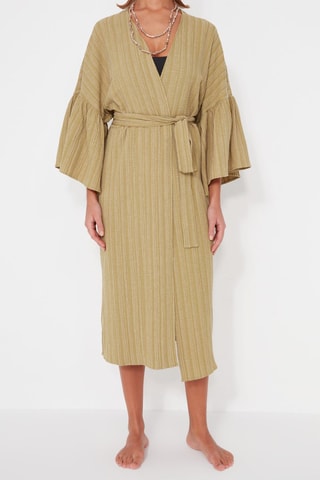Kimono de plage - Beige et vert