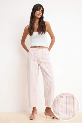Pantalon barrel taille haute - Multicolore