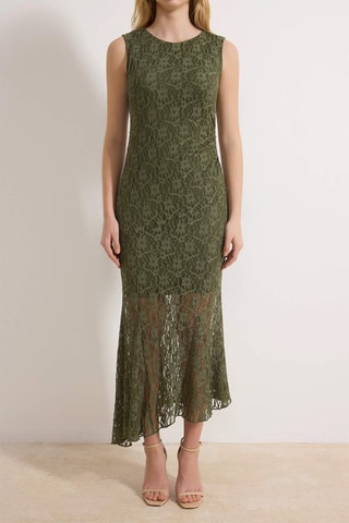 Robe longue en dentelle - Kaki