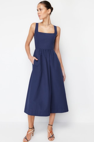Robe midi - Bleu