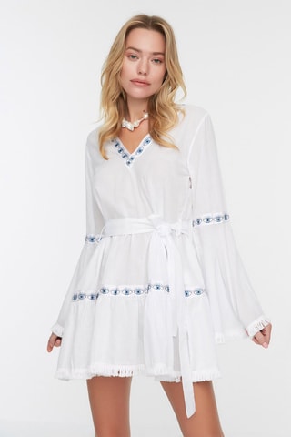 Robe de plage - Blanc, noir et bleu