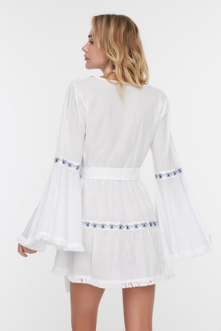Robe de plage - Blanc, noir et bleu