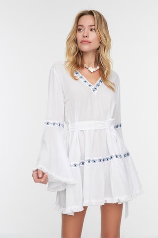 Robe de plage - Blanc, noir et bleu