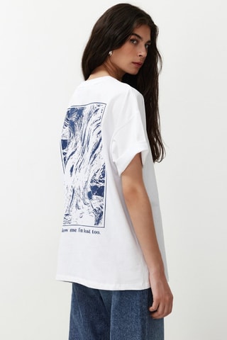 T-shirt oversize - Blanc et bleu