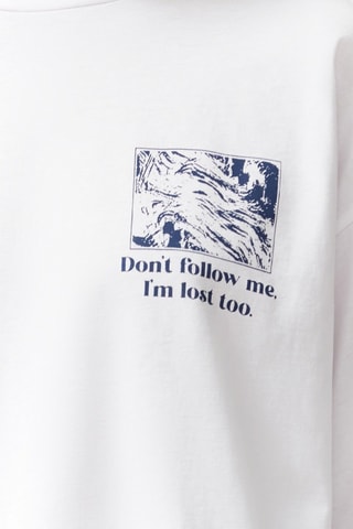 T-shirt oversize - Blanc et bleu